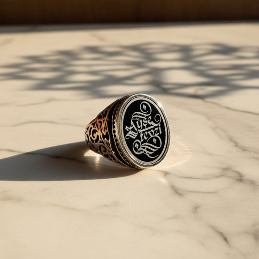 Custom Logo Signet Ring 925 Silver Family Crest Handmade Men