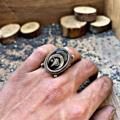 Crescent and Ottoman seal signet ring – view 2