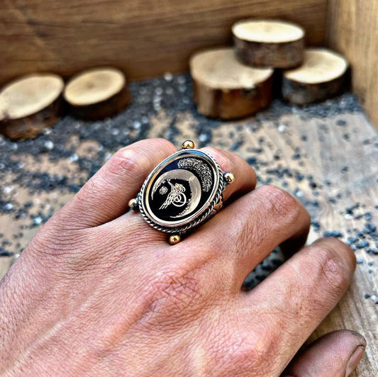 Crescent and Ottoman seal signet ring – view 2