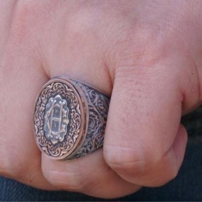Seal of Solomon engraved initials ring – view 2