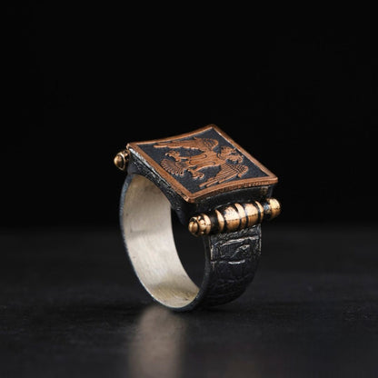 Seljuk double-headed eagle men's ring – view 3
