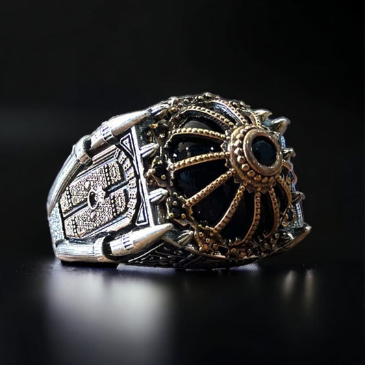 Sultan Ahmed Mosque Ring – Black Onyx & Quranic Verse | 925 Sterling Silver OttomanRing