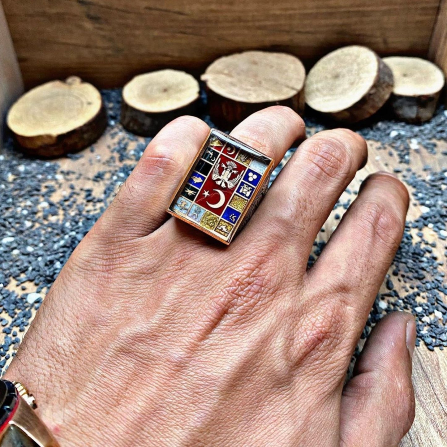 16 Turkish States Ring – Oghuz Khan Seal | 925 Sterling Silver Men’s Ring