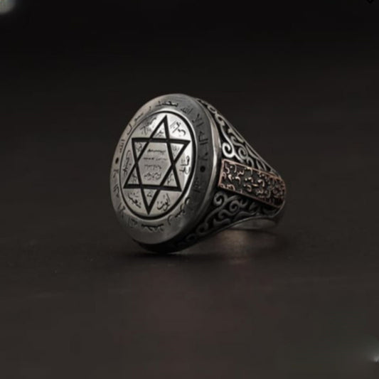 Seal of Solomon Ring 925 Silver Star Talisman Adjustable Handmade