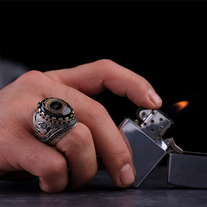 Istanbul 1453 Ring – Amber & OttomanConquest | 925 Silver