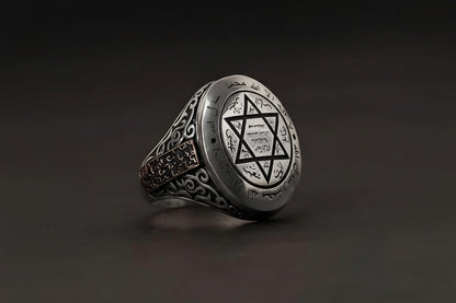 Seal of Solomon Ring 925 Silver Star Talisman Adjustable Handmade