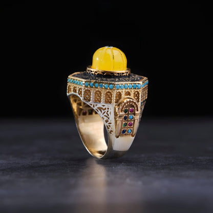 Jerusalem Dome of the Rock ring with yellow amber – view 2