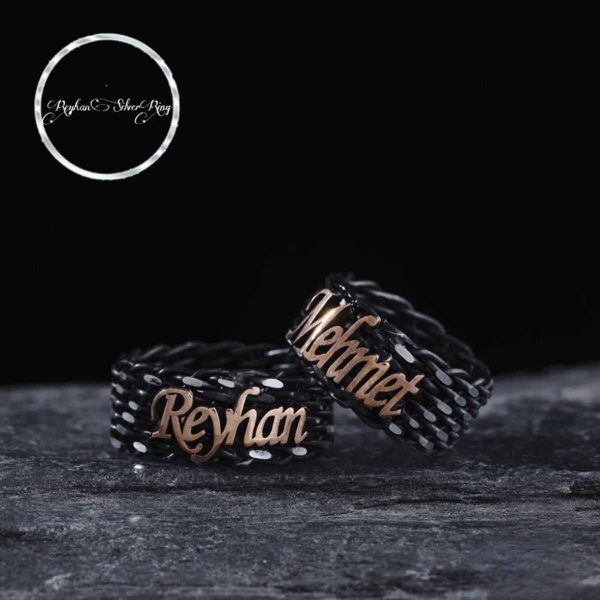 Personalized woven name wedding band – view 3