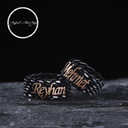 Personalized woven name wedding band – view 3