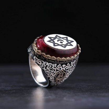 OttomanAmber Ring 925 Sterling Silver Men Handcrafted Turkey