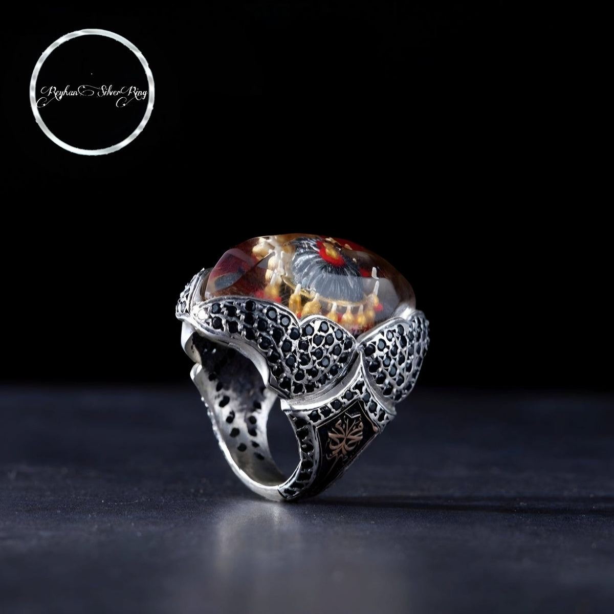 Selimiye Mosque carved ring with onyx – view 4