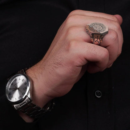 Ayat al-Kursi Ring 925 Silver Octagonal Islamic Handmade Men