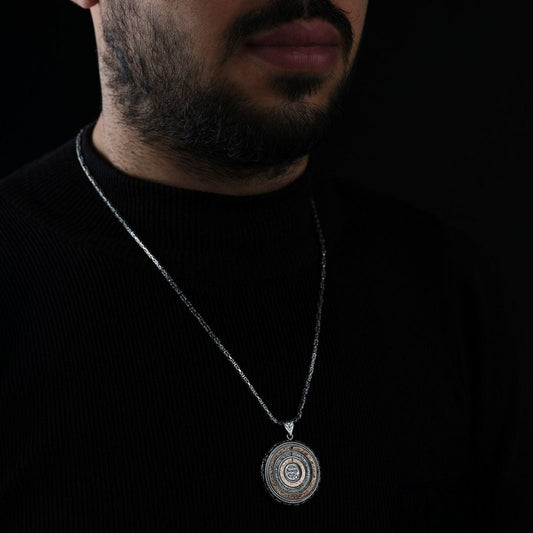 Double-Sided Prayer Medallion Necklace 925 Sterling Silver