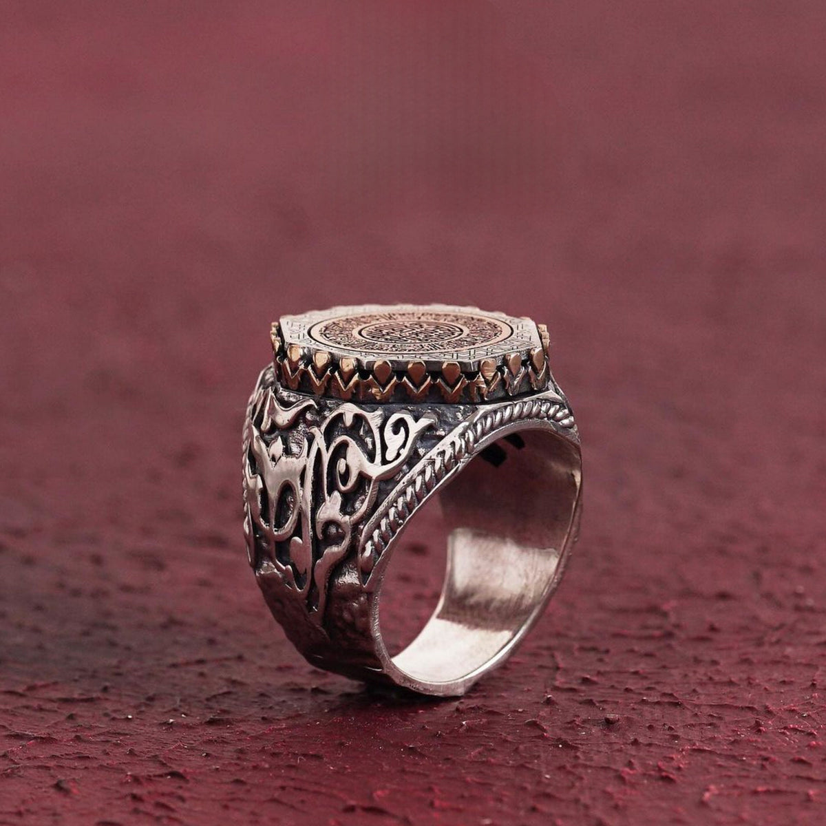 Imam Hussein saying ring with bronze plate – view 4