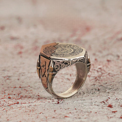 Ayat al-Kursi Ring 925 Silver Octagonal Islamic Handmade Men
