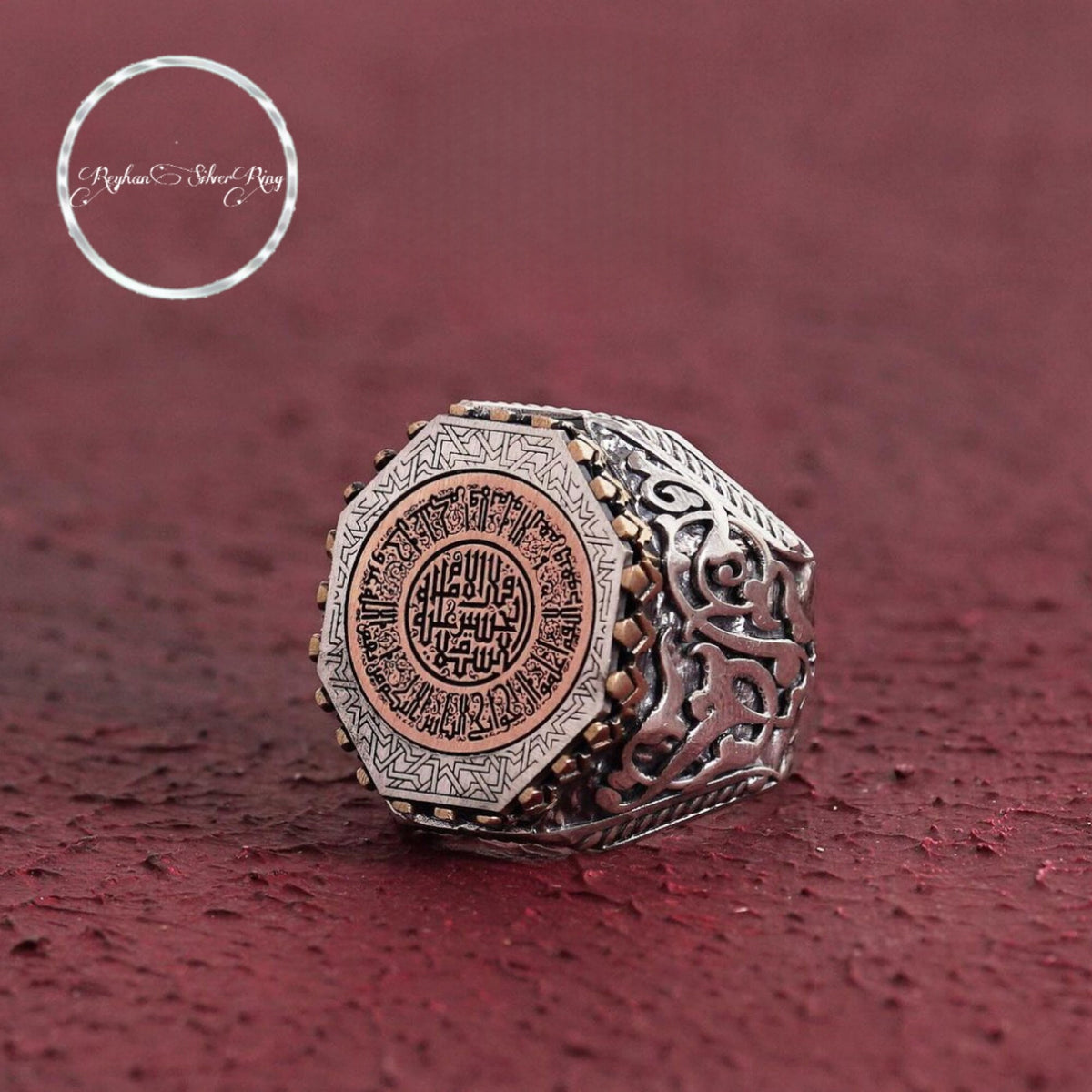 Imam Hussein saying ring with bronze plate – view 3