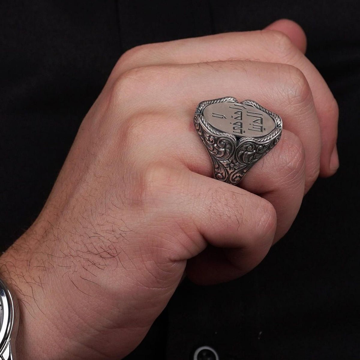 “No Comfort in This World” Ring, Arabic Engraving – view 4