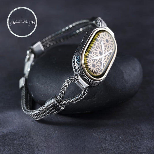 Zulfiqar Bracelet, Carved Yellow Amber – view 2