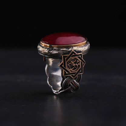 Handgefertigter Ring aus 925er Sterlingsilber mit rotem Bernstein – Valentinstagsgeschenk