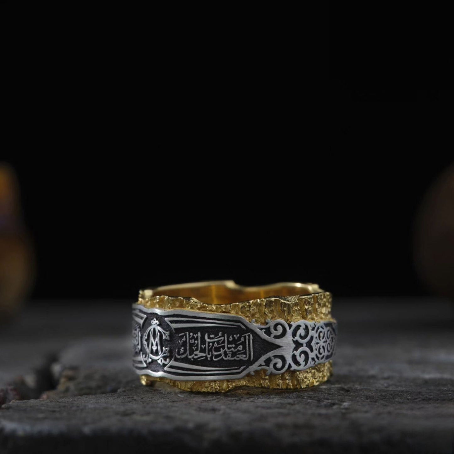 Arabic Prayer Ring – Gold Plated 925 Silver | Engraved Islamic Ring