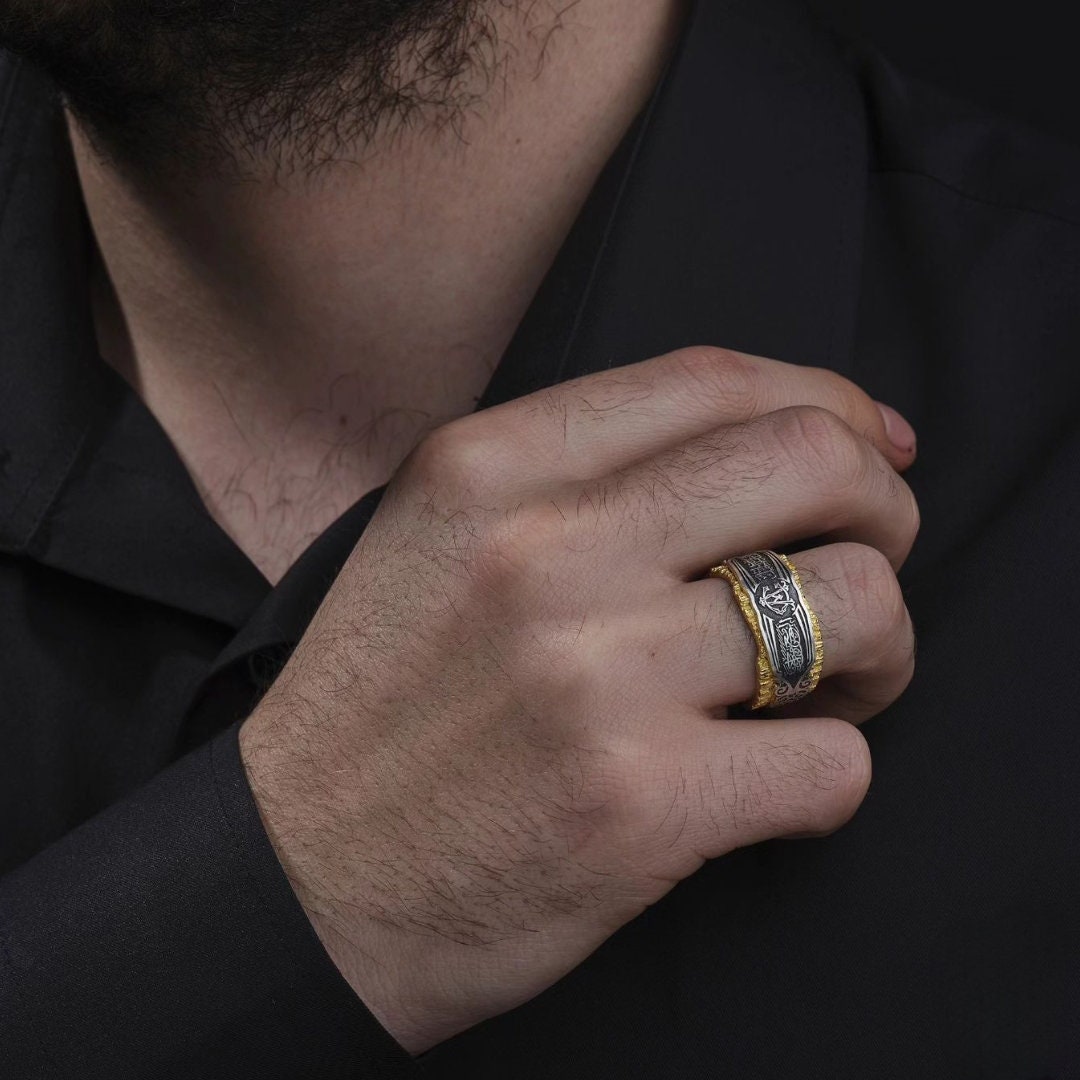 Arabic Prayer Ring – Gold Plated 925 Silver | Engraved Islamic Ring