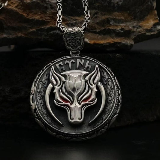 Silver Wolf Boru Medallion Necklace Gokturk Oguz Kagan 925 Sterling Silver