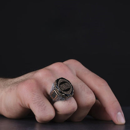 Tawhid Ring, Dark Finish with Bronze-Tone Calligraphy – view 3