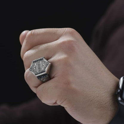 Eleganter, verstellbarer Hasbinallah-Ring für Herren, stilvolles Silberdesign, islamisches Schmuckgeschenk