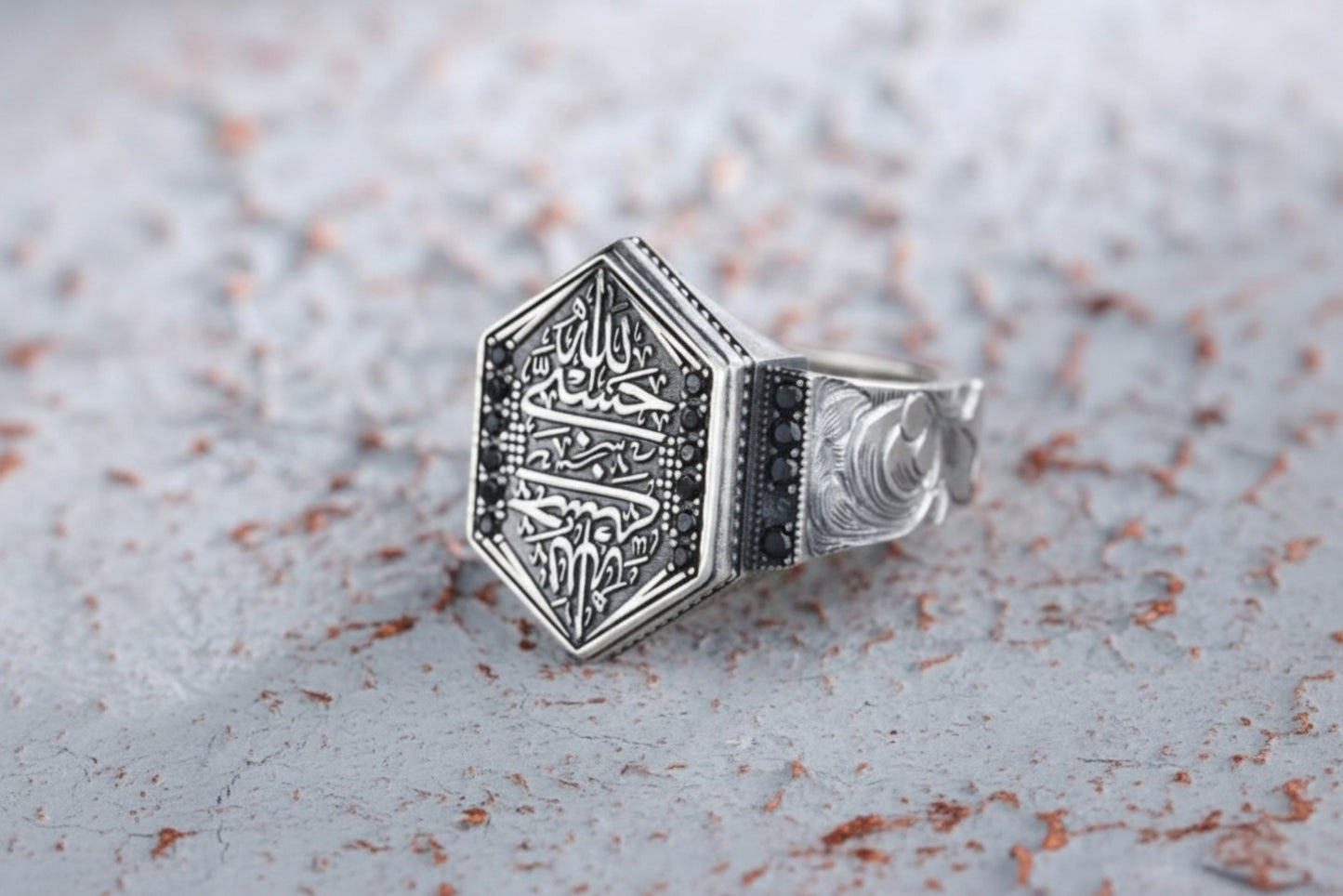 Eleganter, verstellbarer Hasbinallah-Ring für Herren, stilvolles Silberdesign, islamisches Schmuckgeschenk
