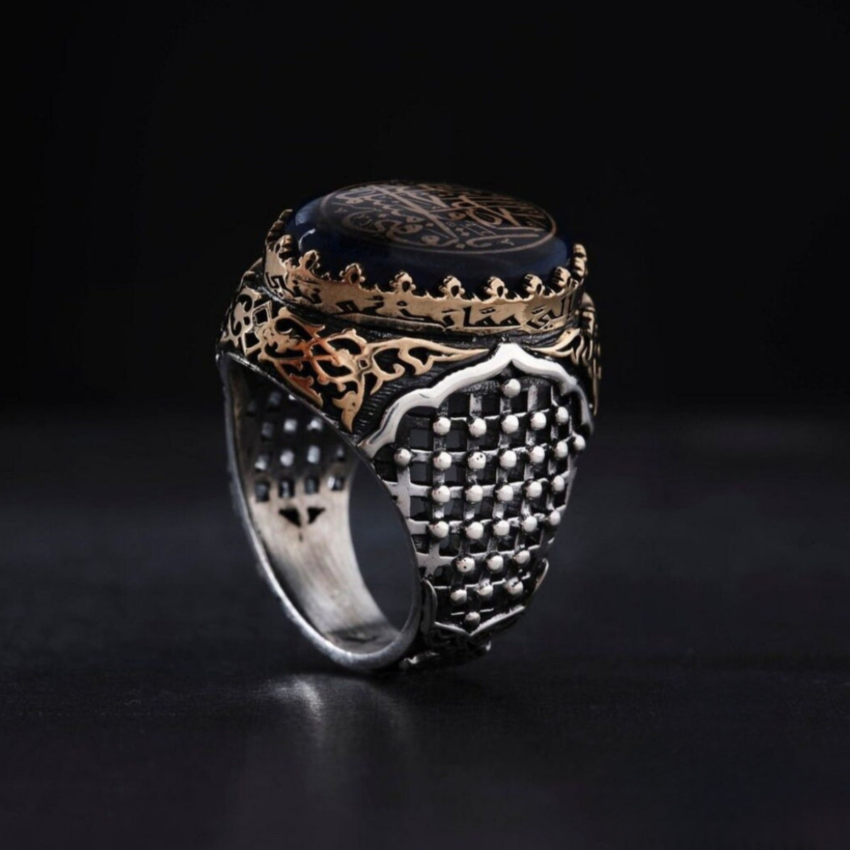Prophet Yusuf ring with oval blue amber – view 3