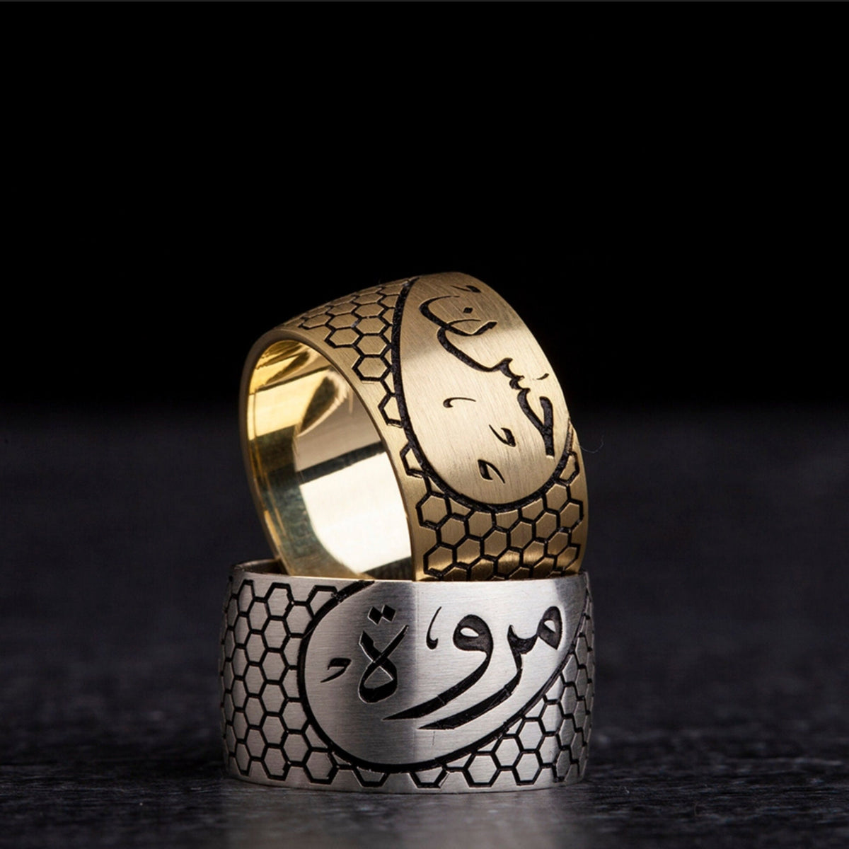 دبلتا الزواج بنقش خلية النحل والاسم – صورة 3