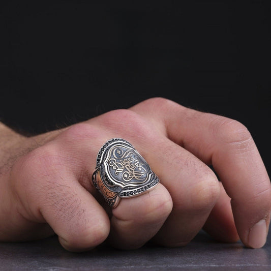 Personalized zihgir archer thumb ring with couple names – view 2