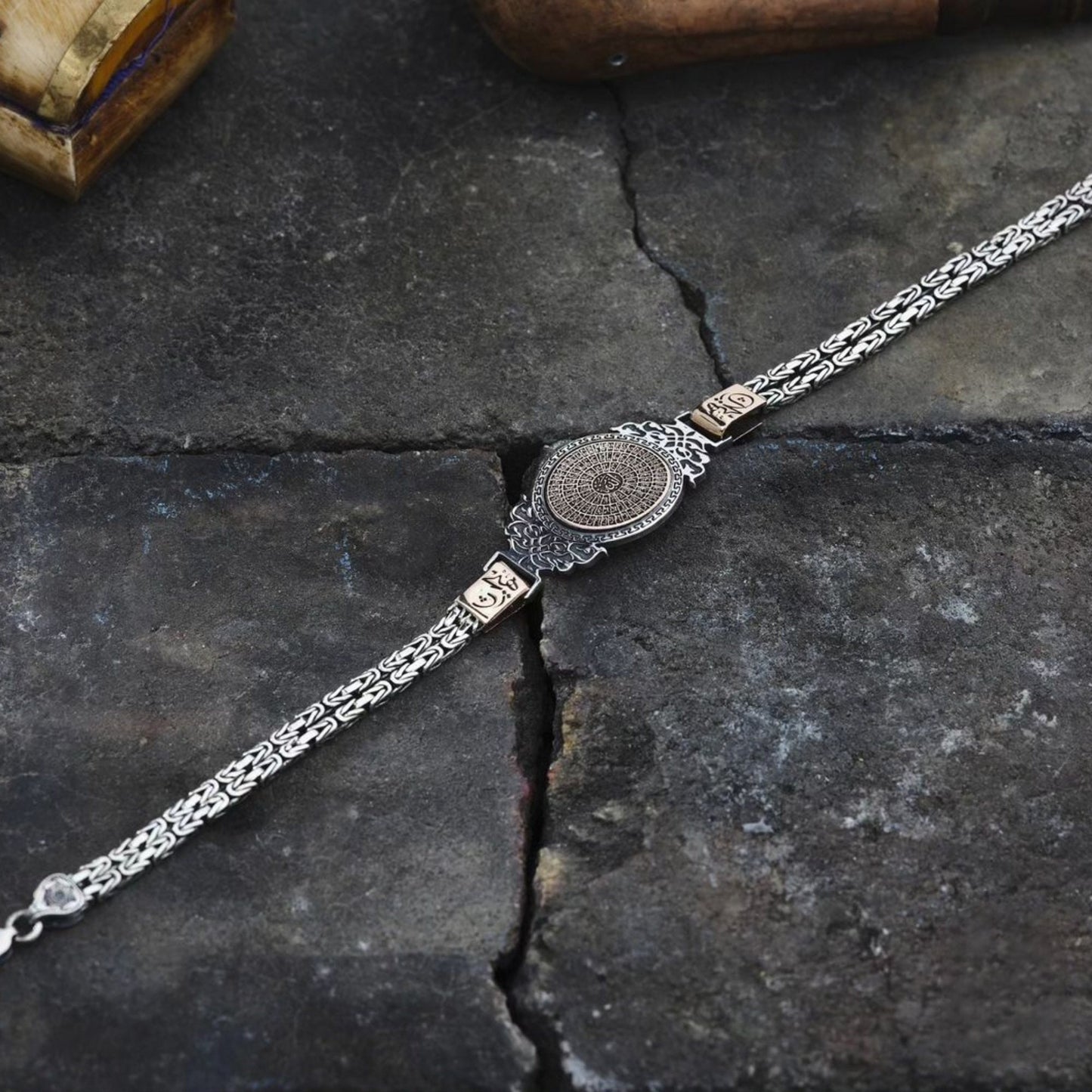 Besmele Bracelet 925 Silver 35 Inscriptions King Chain Handmade