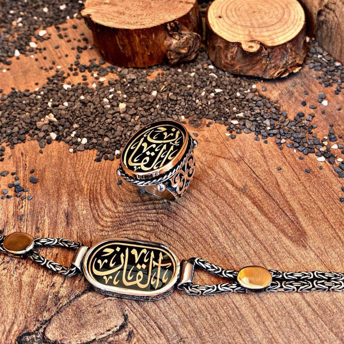 Men's ring and bracelet set with HasbiAllah – view 4