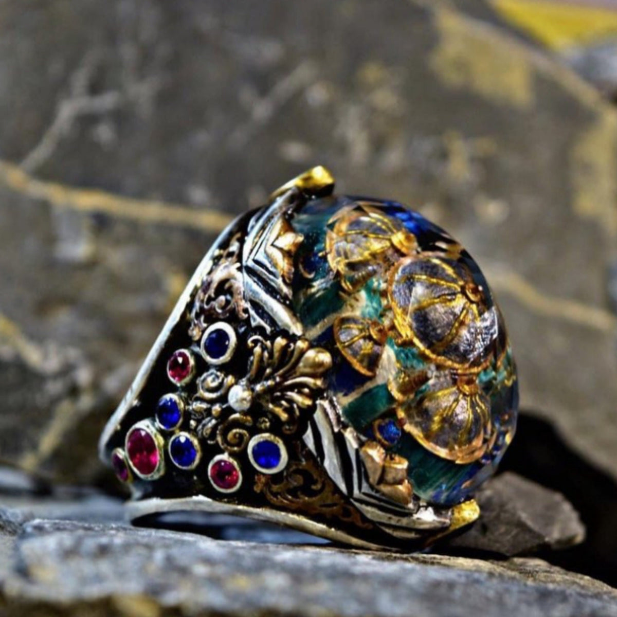 Hagia Sophia carved quartz ring with zircon – view 3