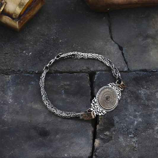 Besmele Bracelet 925 Silver 35 Inscriptions King Chain Handmade