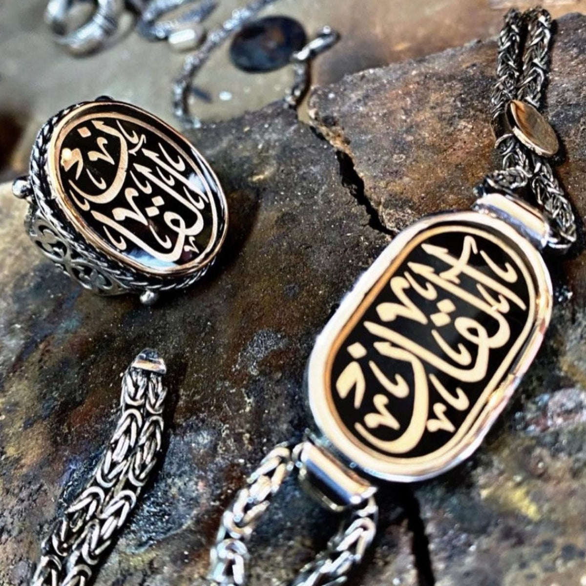 Men's ring and bracelet set with HasbiAllah – view 5