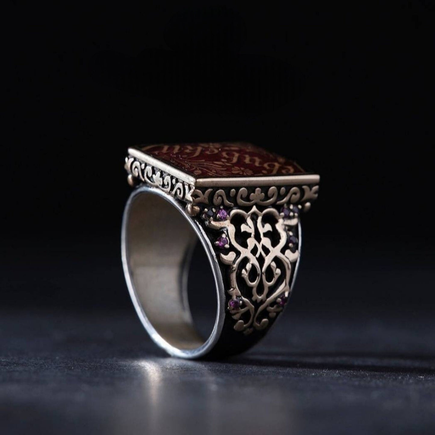 Personalisierter Namensring aus Silber | Rechteckige Form | Türkischer Herrenschmuck