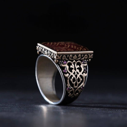 Personalisierter Namensring aus Silber | Rechteckige Form | Türkischer Herrenschmuck