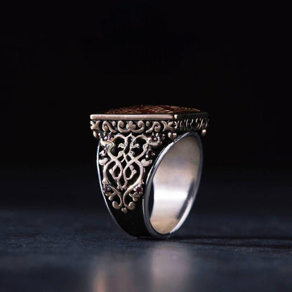 Personalisierter Namensring aus Silber | Rechteckige Form | Türkischer Herrenschmuck