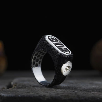Gokturk Ring 925 Silver Custom Name Crescent Star Handmade Men