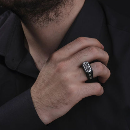 Gokturk Ring 925 Silver Custom Name Crescent Star Handmade Men