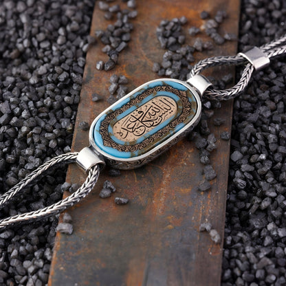 Turquoise Stone Mens Bracelet - Sterling Silver