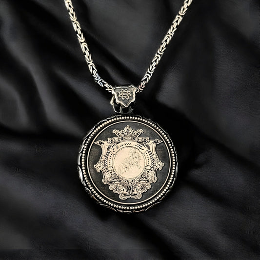 Halskette mit Adlermedaillon aus Sterlingsilber: Türkischer Schmuck mit Mond und Stern, Namensgravur