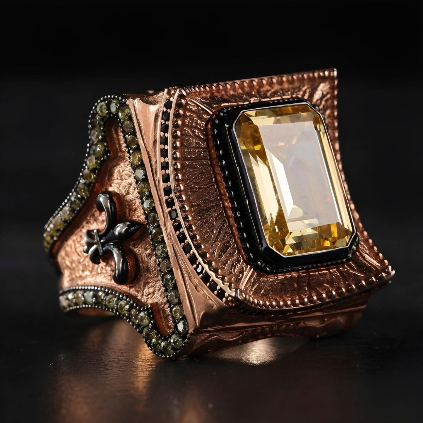 Rose Plated Zircon Silver Ring: OttomanShah Model
