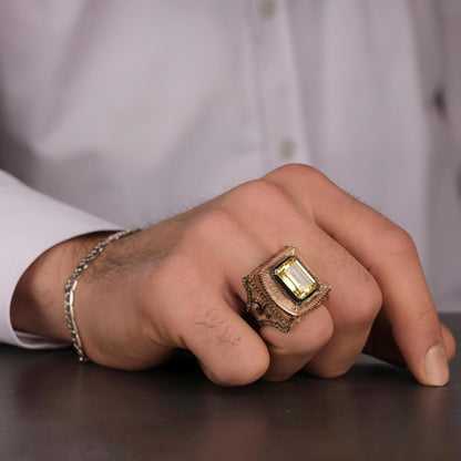 Rose Plated Zircon Silver Ring: OttomanShah Model