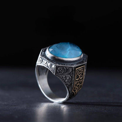 Blue Paraiba stone men's ring – view 3
