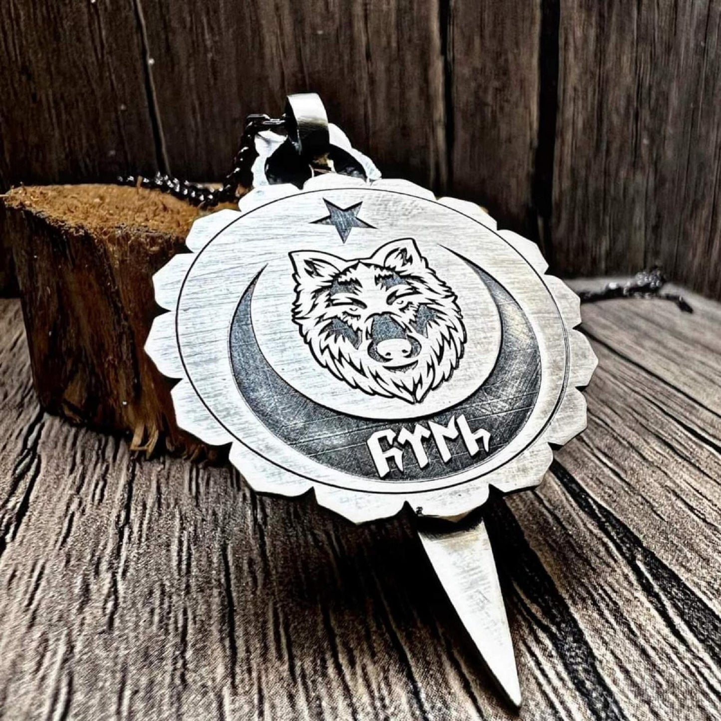 16 Turkish States Necklace 925 Silver Wolf Sword Gokturk Handmade