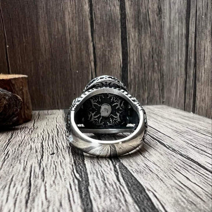 Türkis- und Zirkonia-Ring aus türkischem Silber, handgefertigt, Herrengeschenk, Vatertagsgeschenk