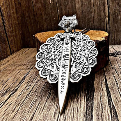 16 Turkish States Necklace 925 Silver Wolf Sword Gokturk Handmade